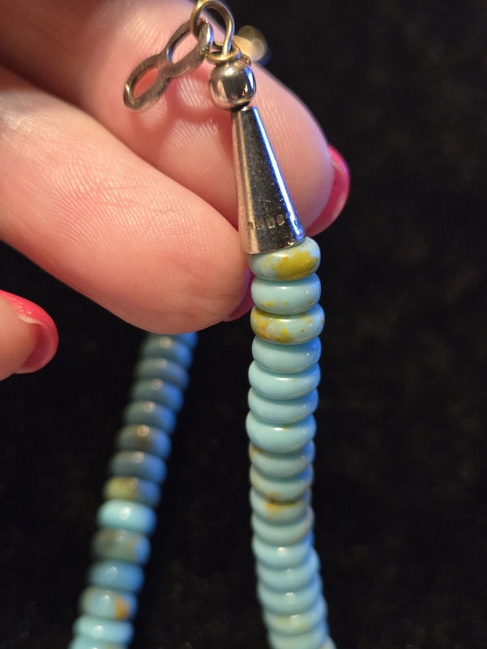 Royston Turquoise and Sterling Beaded Necklace 22 Inch - Picture 4 of 6